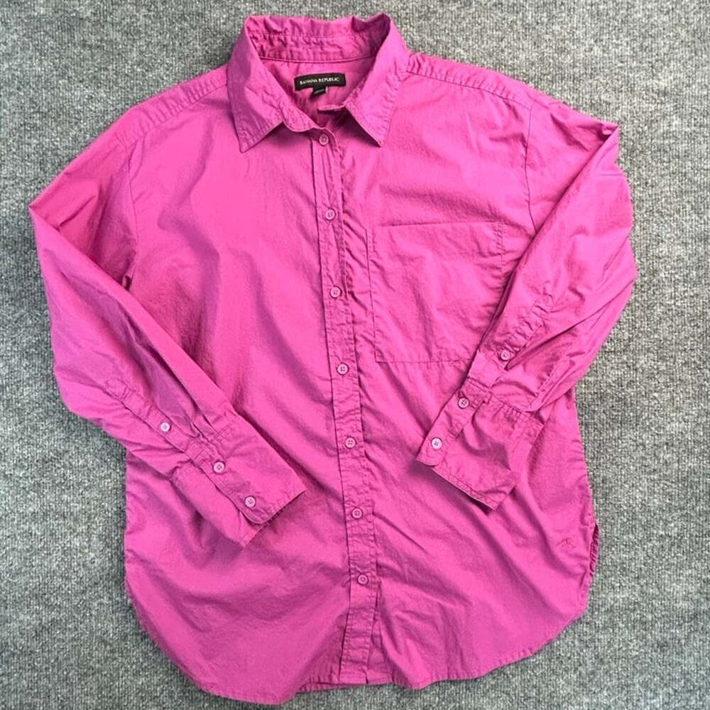 Banana Republic Shirt Womens Small Pink Long Sleeve Button Front Chest Pocket